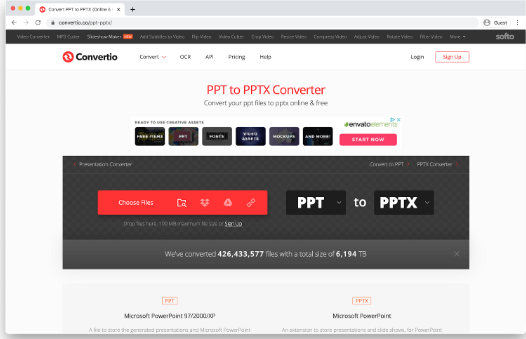 convert your presentation to PPTX format