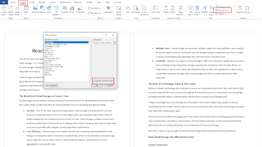 automate date and time adjustment in ms word