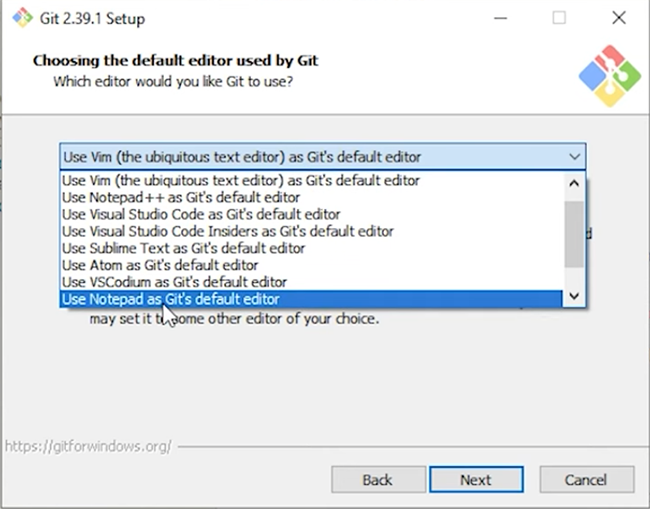 notebook as default git editor