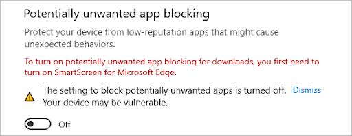 potentially unwanted app blocking