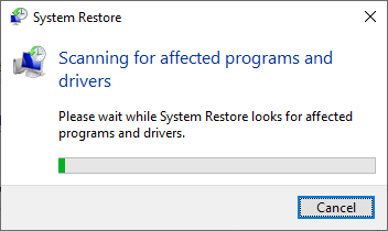 choose a different restore point