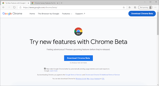 download the beta version of chrome