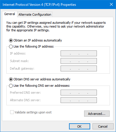 obtain IP adress automatically