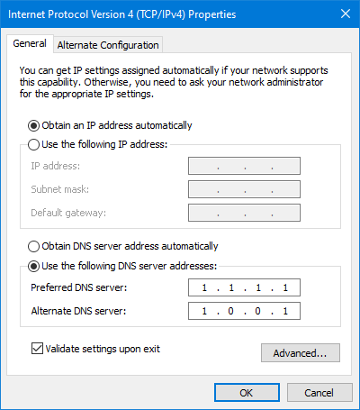 DNS server adress