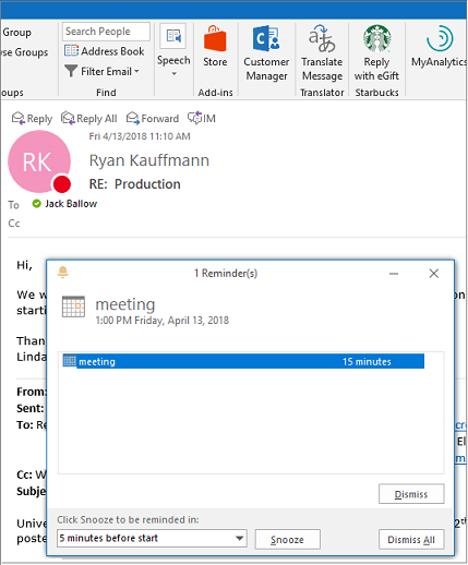 Outlook: Email Reminders