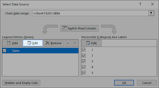 use the select data source feature to edit legend