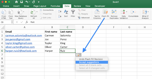 Use Flashfill in Excel