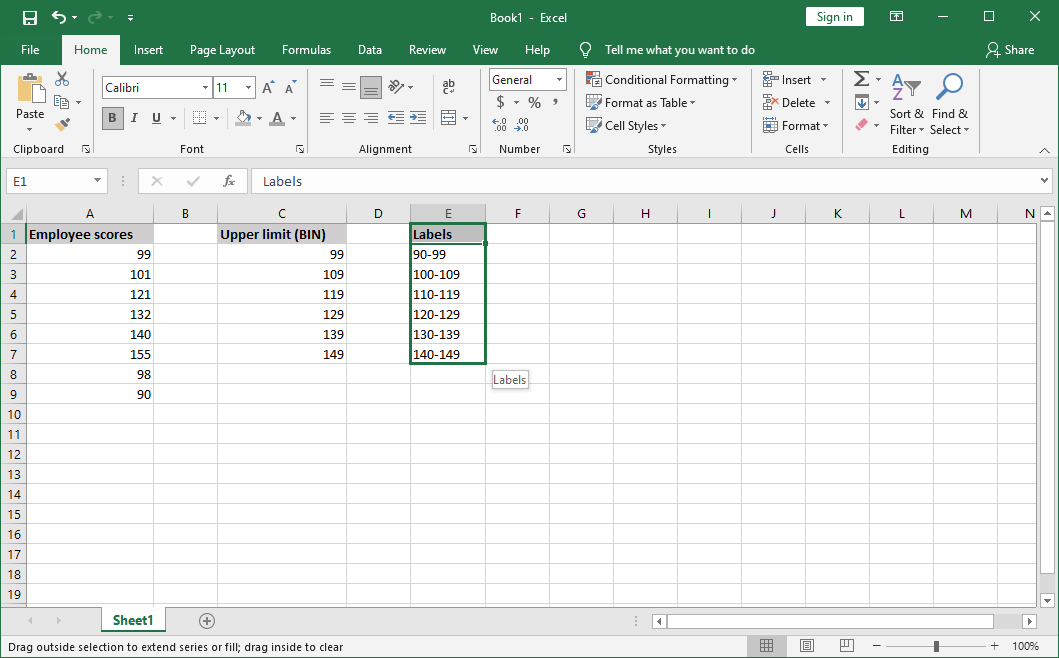 distribution in excel 
