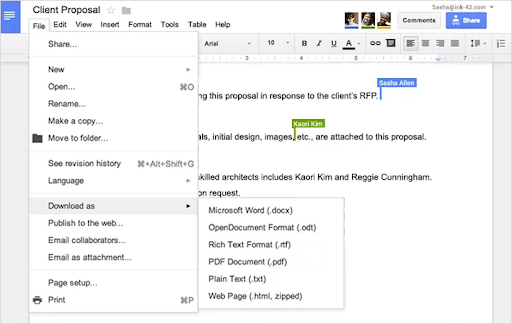 collaboration in google docs