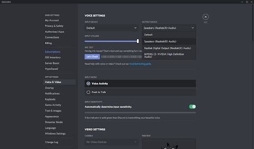 Discord Voice and Video Settings