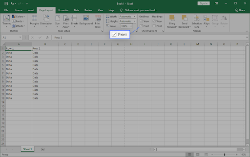 Add Print gridlines on Excel for Windows