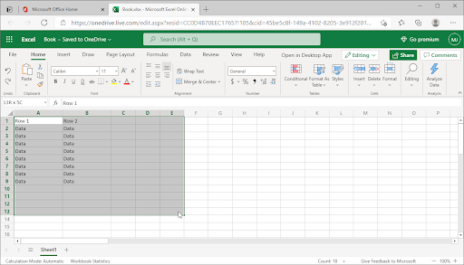 add print gridlines in Excel for Web