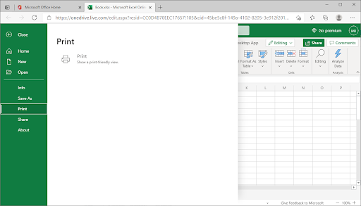 print excel for web with gridlines
