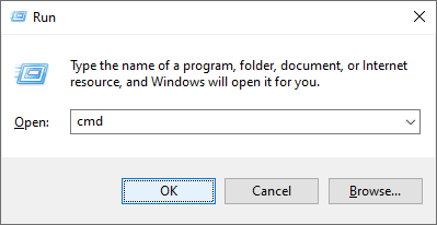 Windows dialog box > cmd