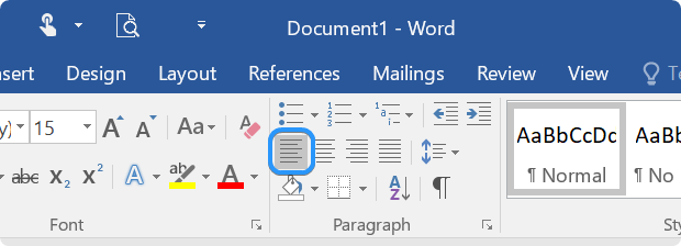 align text to the left in word