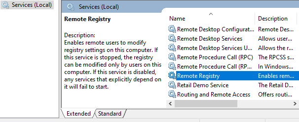 Remote registry