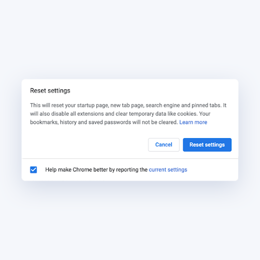 Reset Google Chrome Settings to Default