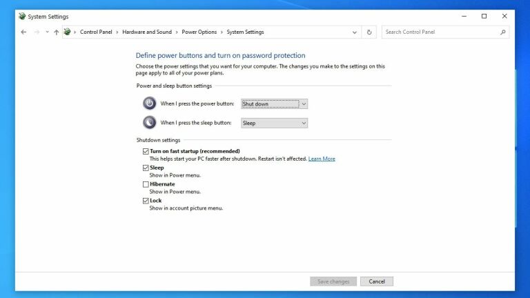 enable Windows fast startup