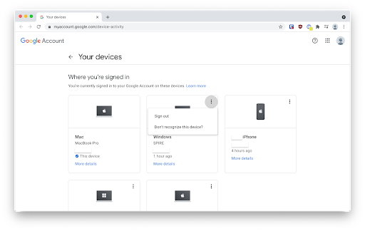 sign out of google account on all devices