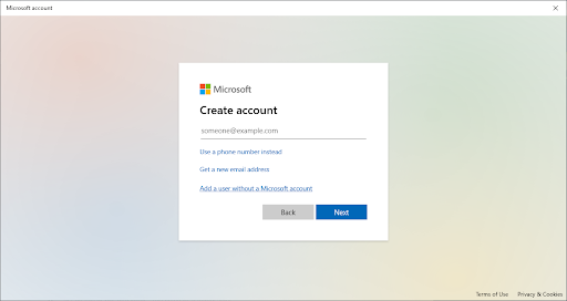 add user without Microsoft account 