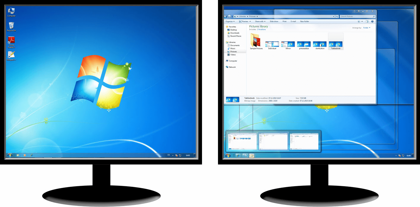 Dos monitores uno al lado del otro