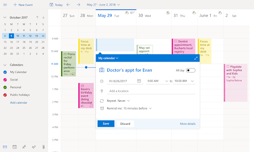 outlook to manager your calender and schedules