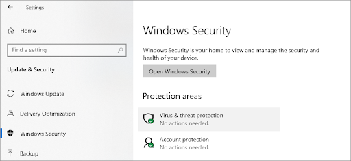 windows defender virus and protection