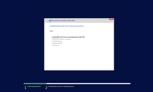 windows server 2022 installtion progress