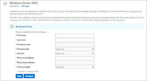 windows server 2022 ISO detailed requirements