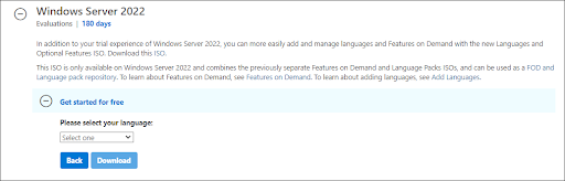 windows server 2022 ISO language selection