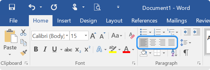 align text in word