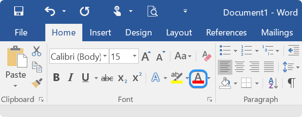 font color in word