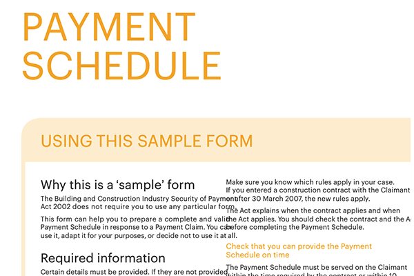 payment schedule sample form template