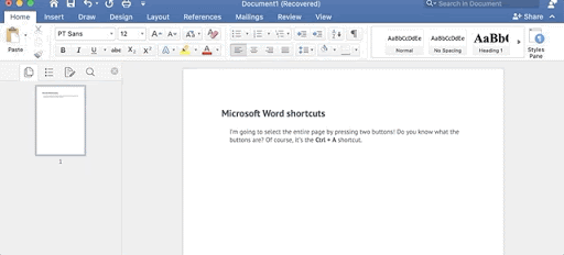 Useful Microsoft Word Shortcuts