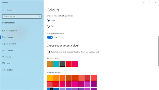 Change Windows 10 colors