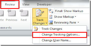comment and track changes in word
