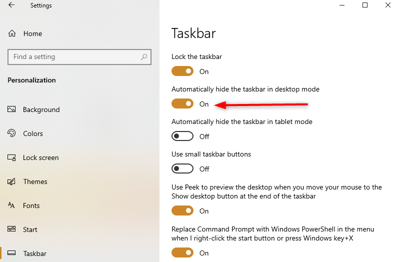 automatically hide taskbar in desktop