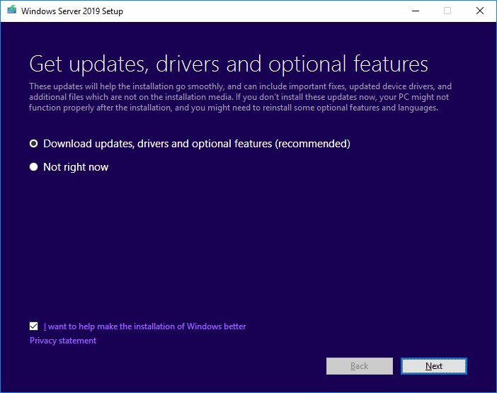 Download updates, drivers, and optional features